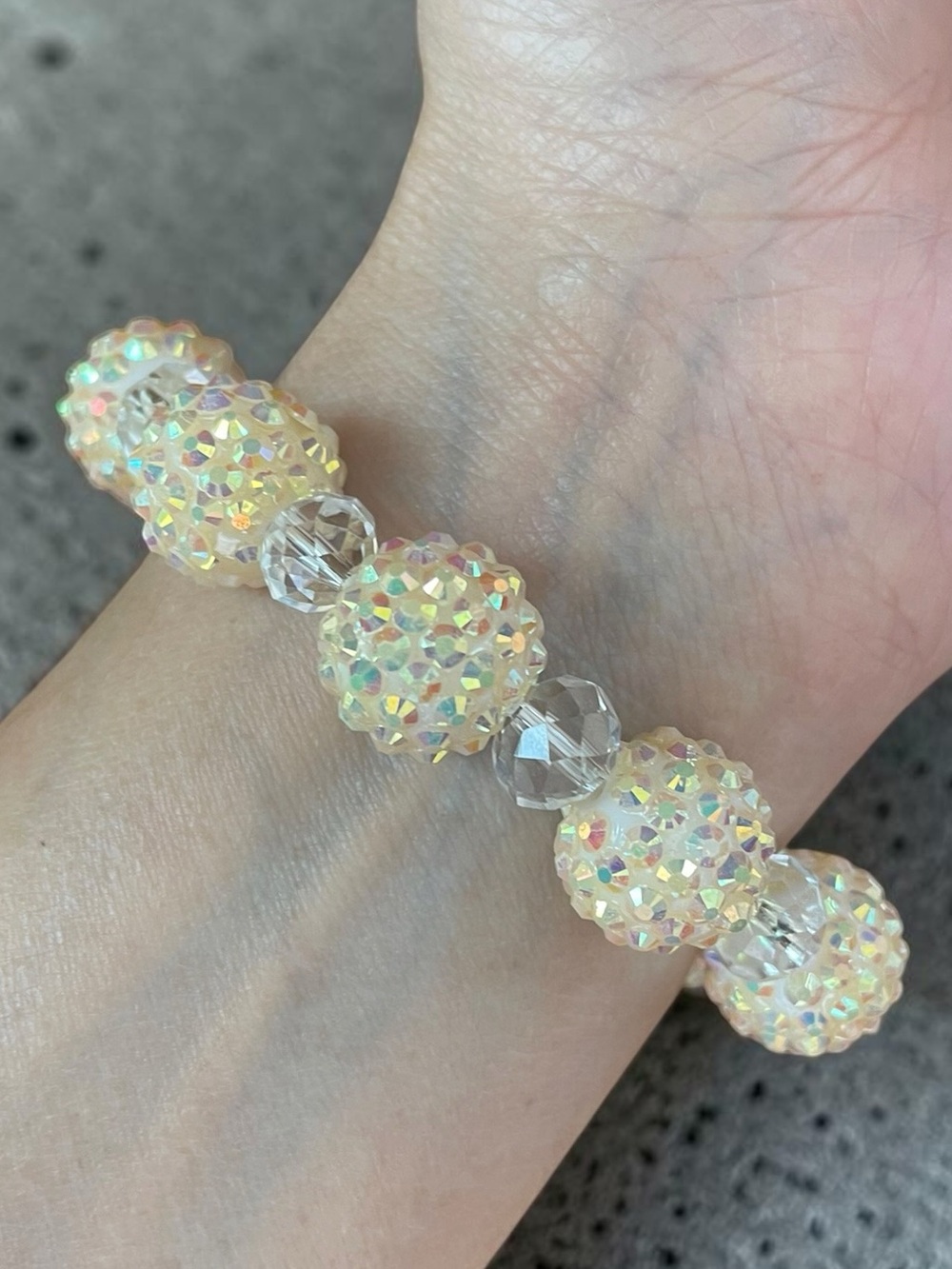 Pavé Crystal Bead Aurora Borealis Rhinestones Stretch Bracelet - Picture 3 of 6